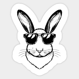 Bunny Face With Sunglasses For Boys Men Kids Easter Day Sticker